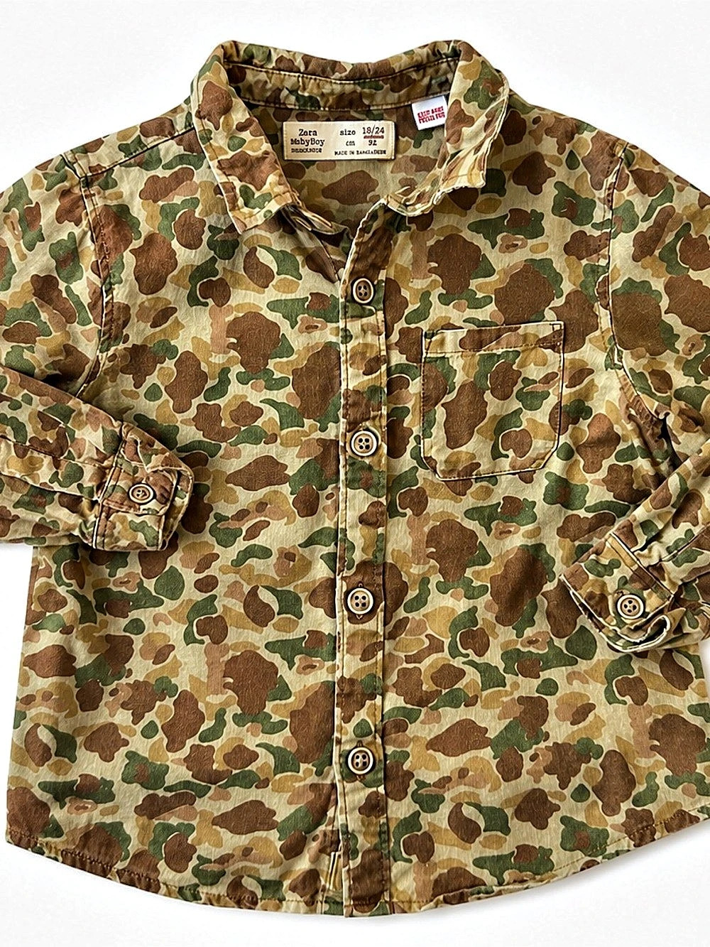 Zara Baby Boy 18–24M Camo Button Front Shirt Boothbay Harbor